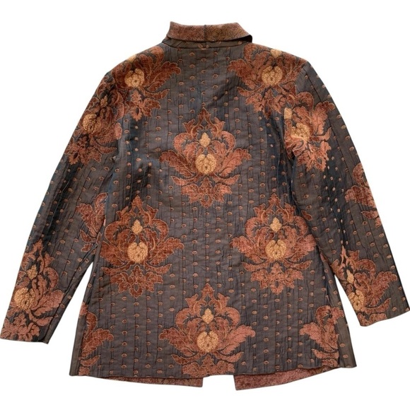 Moray California Chenille Tapestry Dot Buttoned Lightweight Jacket Brown Size M - Picture 2 of 9